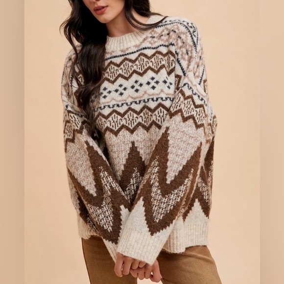 Cozy fair isle oversized sweater - Picture 7 of 11
